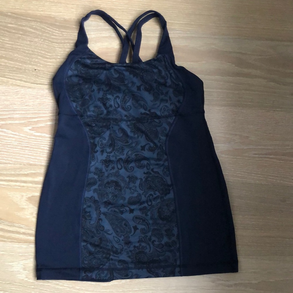 Lululemon Dark Blue Cross back Athletic Tank top